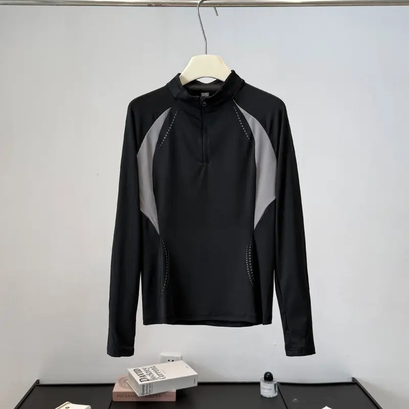 Yoga & Fitness With Denise - Women's Autumn Outdoor Half-Zip Stand Collar