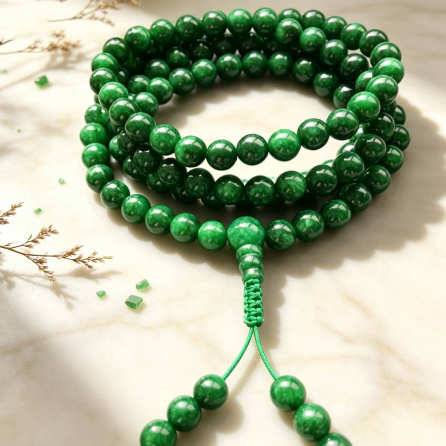 6mm 108 Natural Green jade bea - Yoga Health & Fitness Center ulasan dan harga