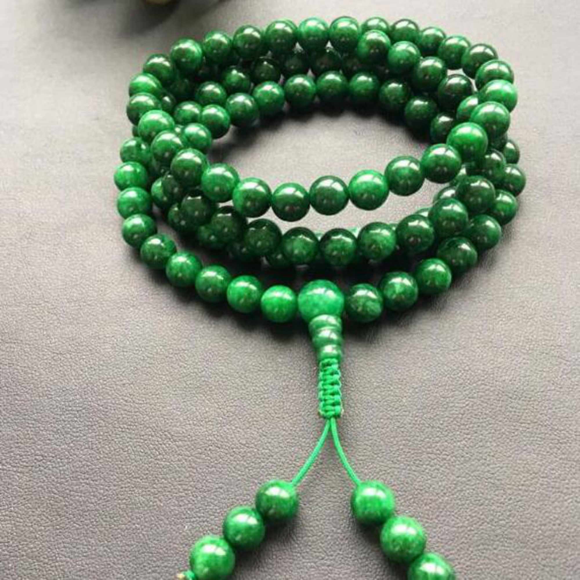6mm 108 Natural Green jade bea - Yoga Health & Fitness Center ulasan dan harga