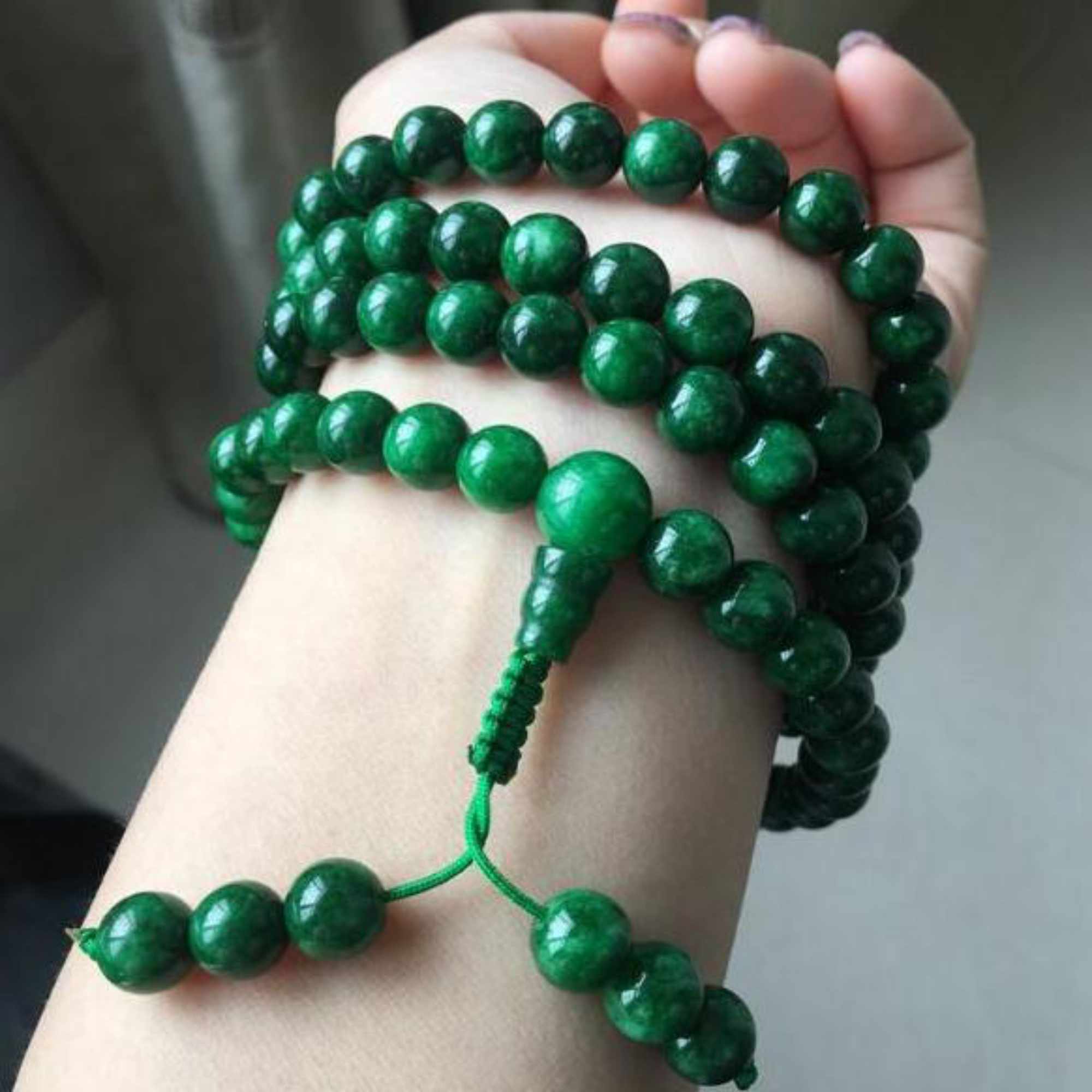 6mm 108 Natural Green jade bea - Yoga Health & Fitness Center ulasan dan harga